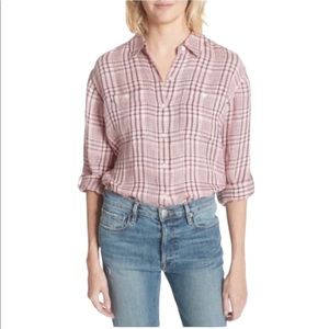 Joie Lidelle Linen Plaid Button Down